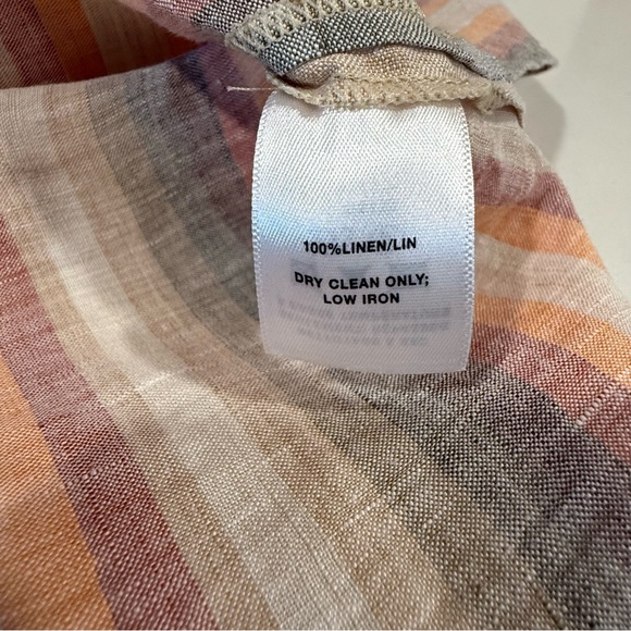 LaFayette 148 Blouse Size XL Wendell Striped Linen Button Front beach resort - Picture 9 of 12